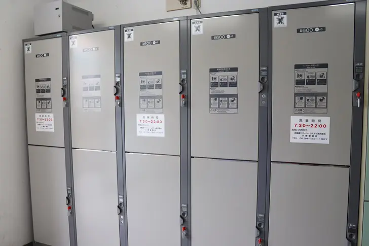 一个装有大手提箱的投币柜.