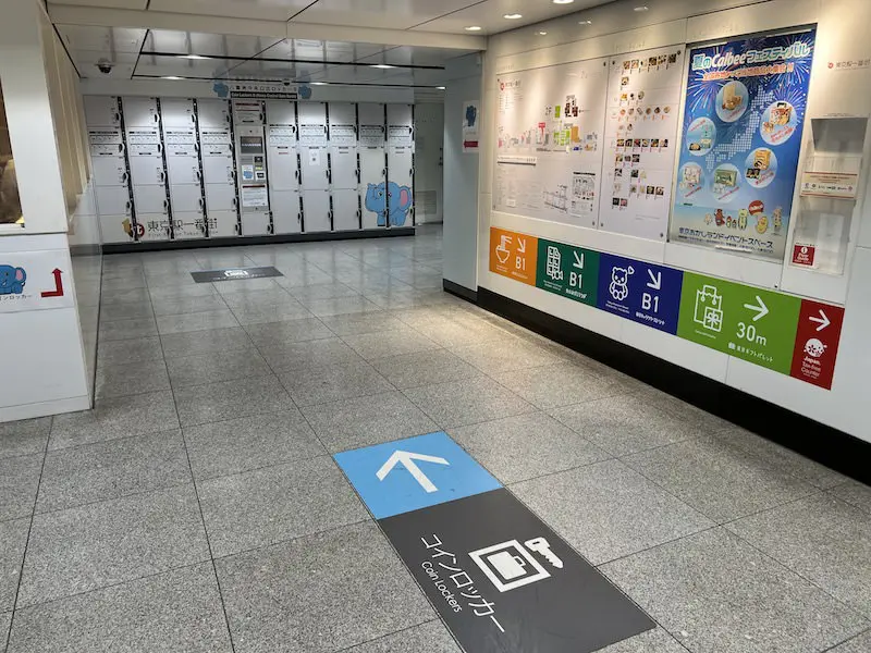 Enter to the left and you will see coin lockers.