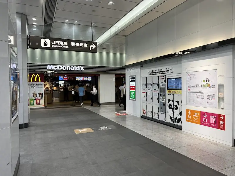 Coin-operated lockers across from the lockers (squirrels) in front of the Yaesu South Exit ticket gate