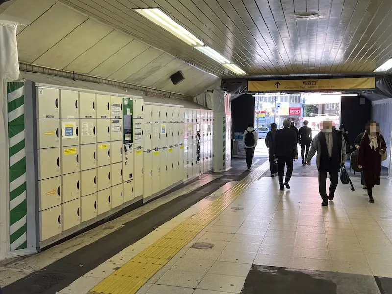 Coin lockers facing the Karasumori Exit