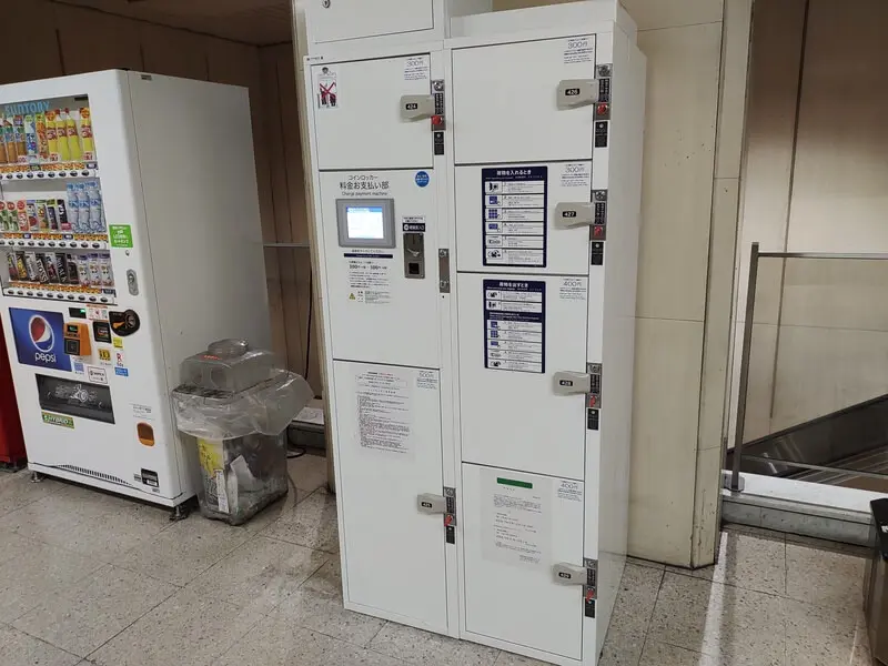 Coin-operated lockers at Kita 34jo Station