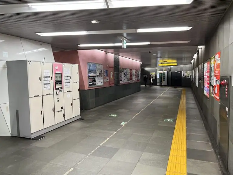 Coin-operated lockers in the corridor