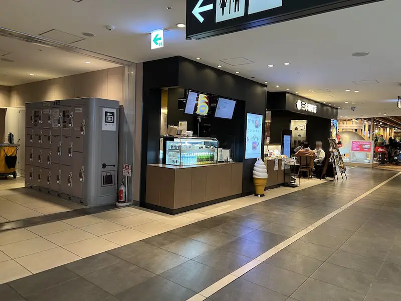 Coin lockers located near the restrooms on the south side of Gourmet World, 3rd floor, Domestic Terminal Bldg.