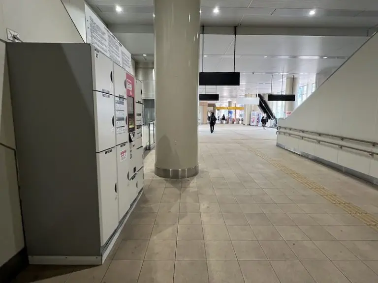 Looking at the ticket gate from the coin locker side
