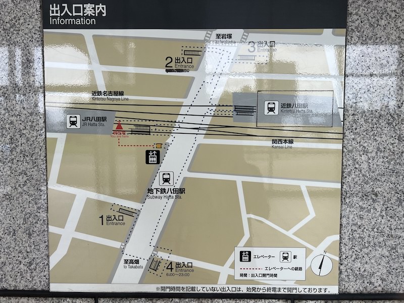 JR・地下鉄・近鉄それぞれの駅の位置